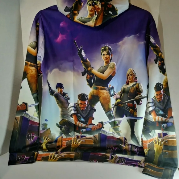 Cosplay Boy's Multicolored 3D Graphic Pullover Sz Lg Hoodie Sweatshirt Fortnite - Picture 9 of 10